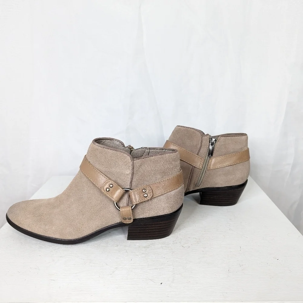 Sam Edelman Phoenix Taupe Greige Leather Ankle Booties - Size 8.5